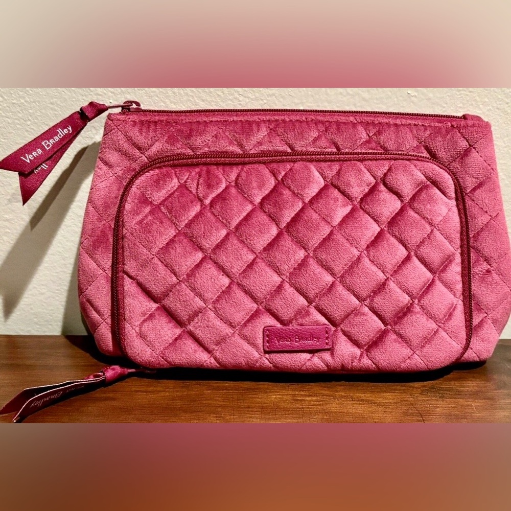 Vera Bradley Velvet Quilted Compact Organizer Pouch in Majestic Magenta